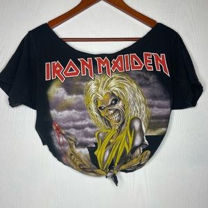 Upcycled iron maiden Crop , black , size Large